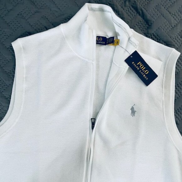 Polo Ralph Lauren Classic White Textured Zippered Sleeveless Sweater, XXL NWT - Picture 3 of 6